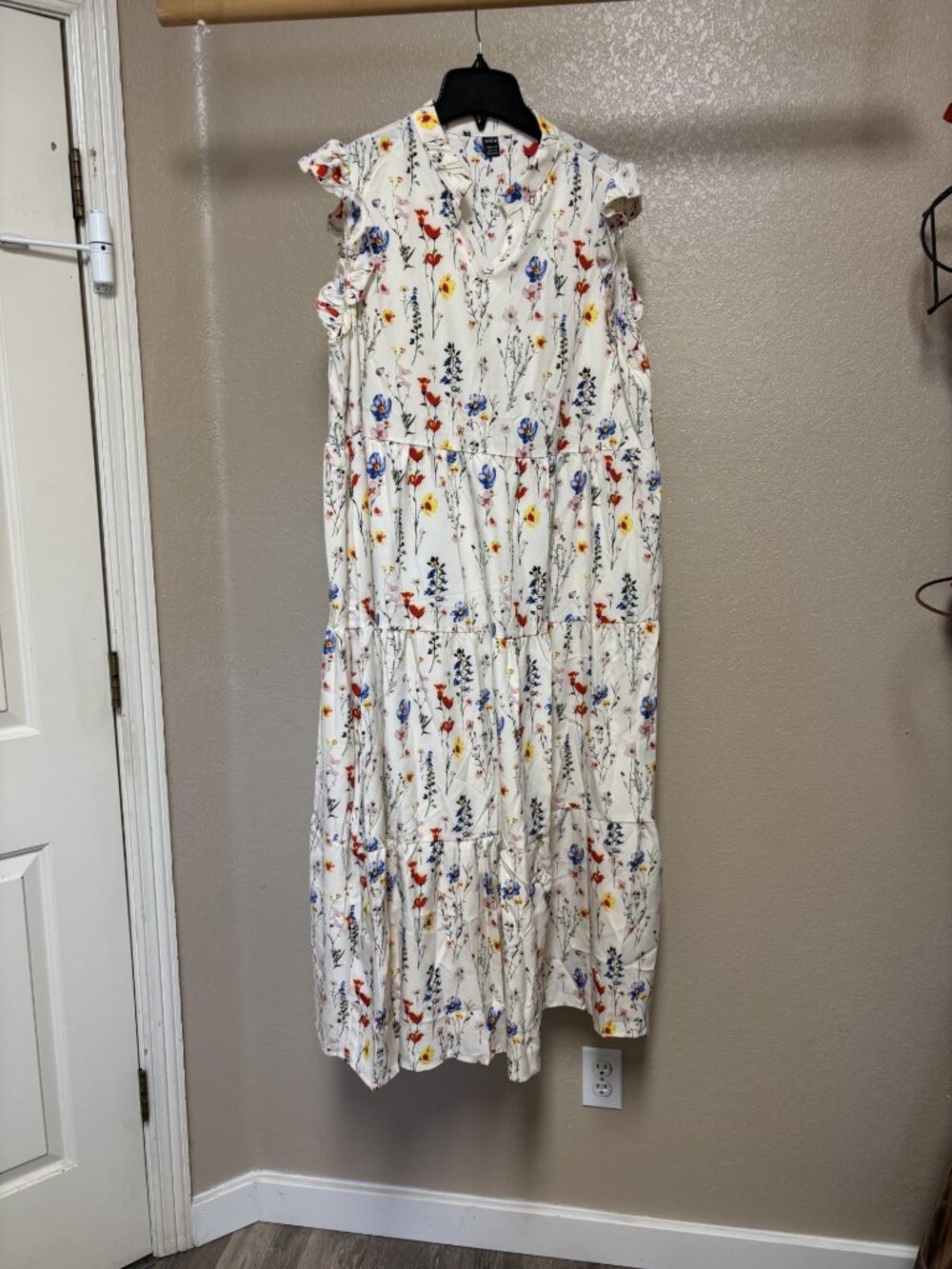 Sylviya Women Casual Floral Print Mini Cap Sleeve Shift, Size XL